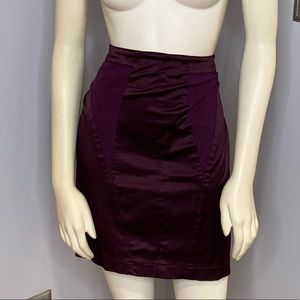 Burgundy  high waisted satin skirt